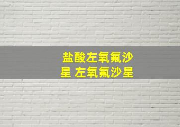 盐酸左氧氟沙星 左氧氟沙星